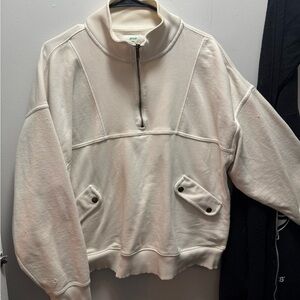 Aerie Women's Cream Quarter-Zip Sweatshirt